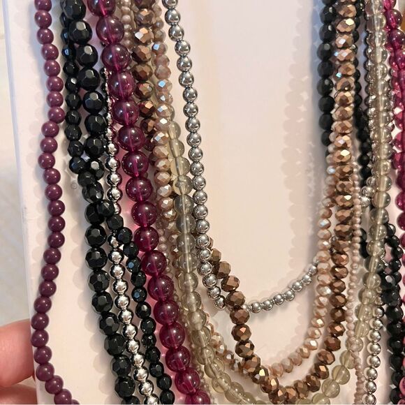 ZARA Long Burgundy Beaded Waterfall Necklace NWT 4736/038/606 - Picture 5 of 6